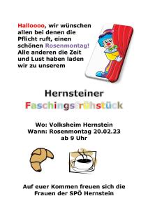 Einladung Hernsteiner Faschingsfrühstück